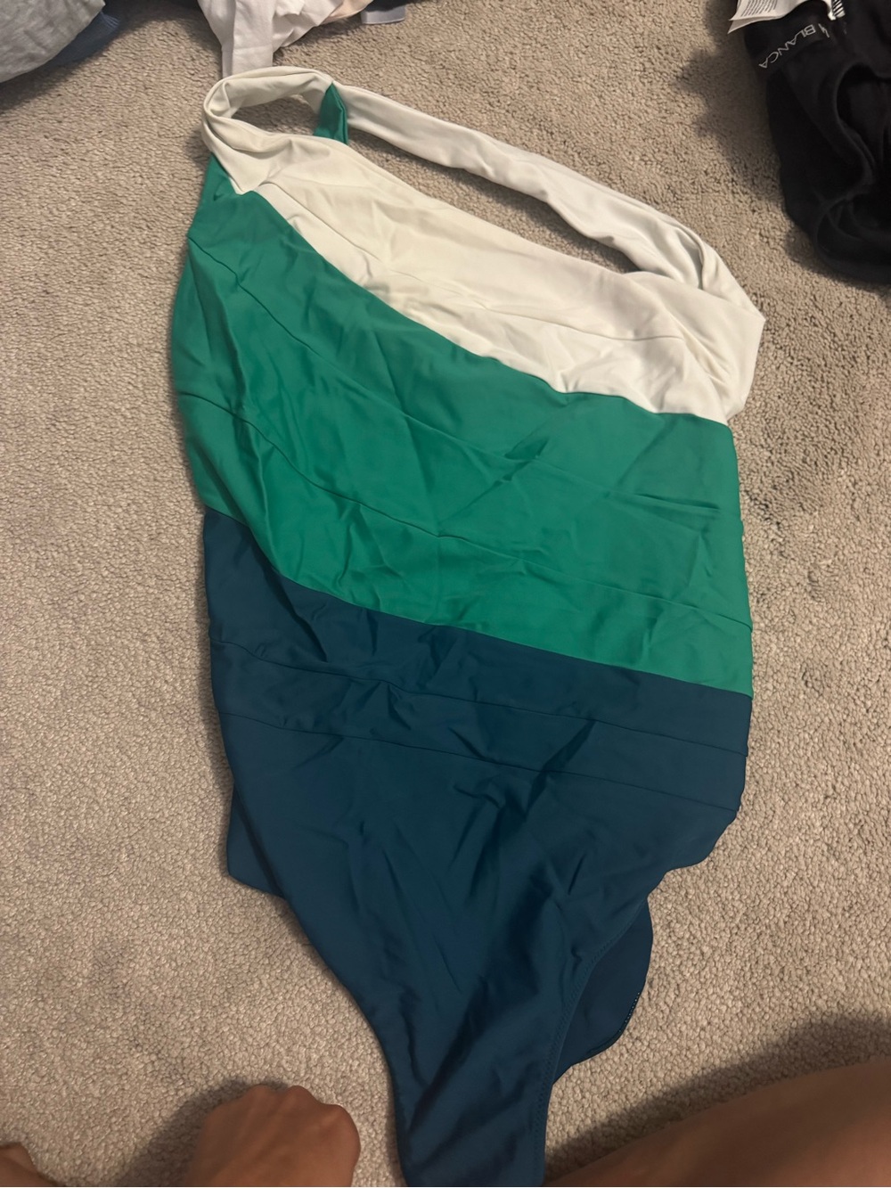 summersalt Colorblock One-Piece Swimsuit in White, Teal, and Navy - Picture 2 of 2